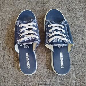 Converse Navy Blue Slide-Ons With Laces